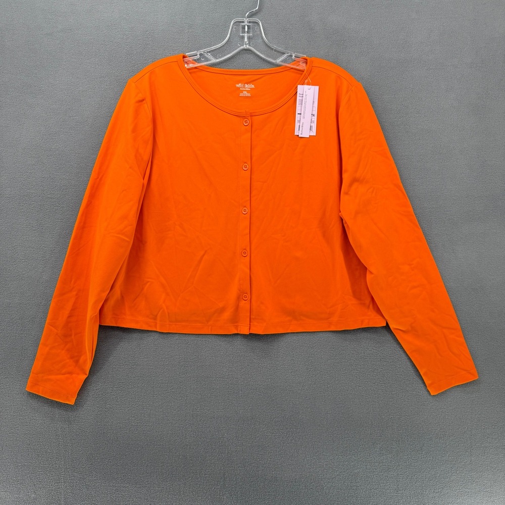 Wild Fable Butter Bliss Orange Long Sleeve Cropped Button Cardigan‎ Top XXL